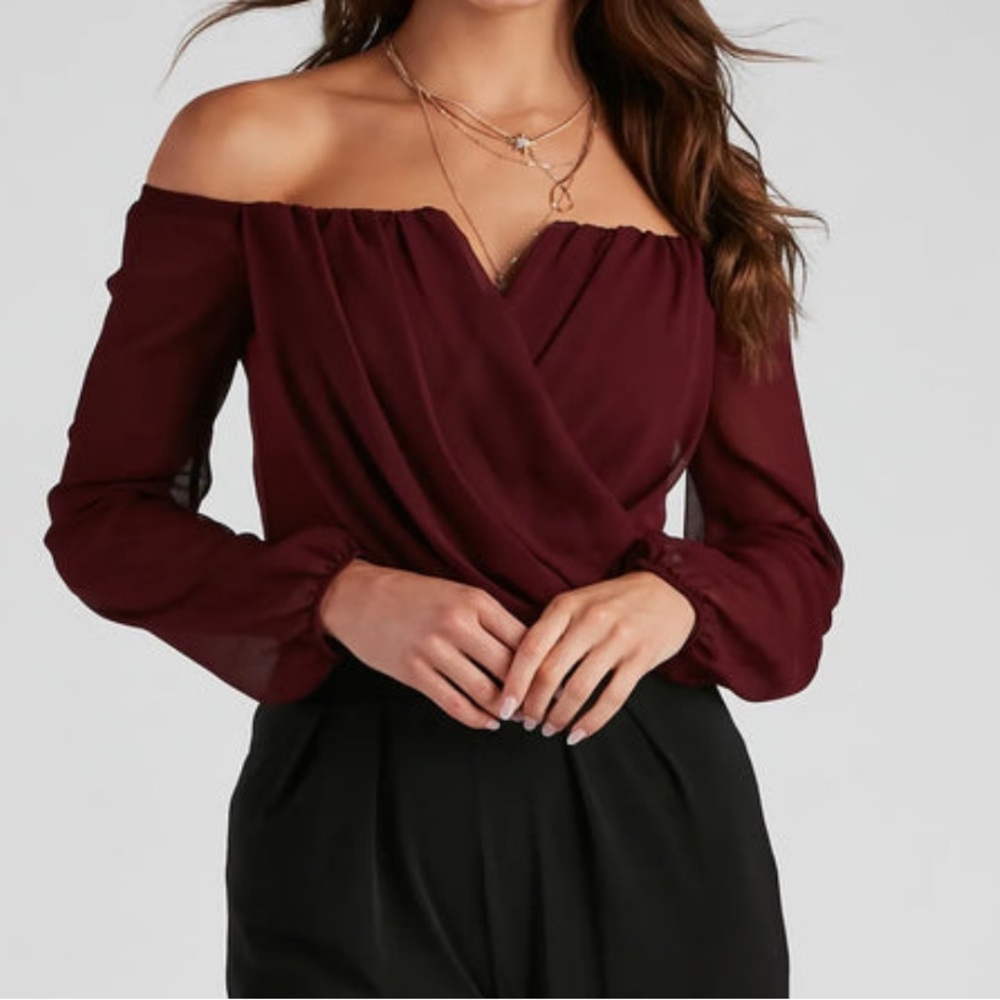 Sophisticated In Chiffon Off the Shoulder Strapless Top